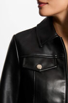 Short faux leather jacket black women
