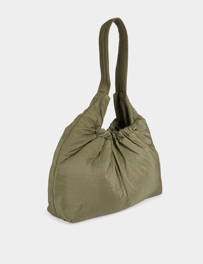 Quilted shoulder bag khaki green women