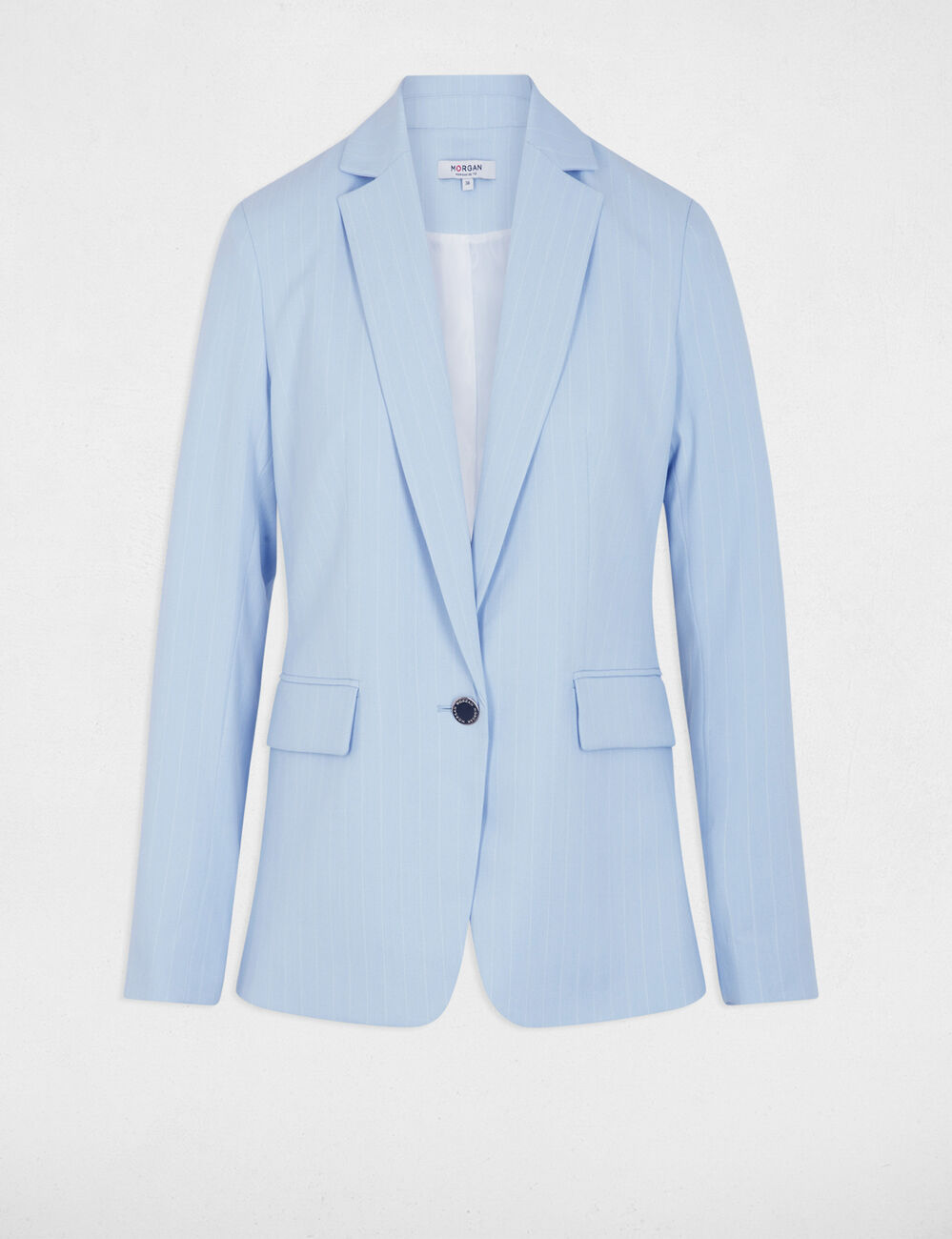 Fitted striped jacket sky blue women