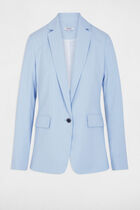 Fitted striped jacket sky blue women