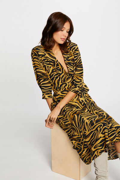 Midi wrap dress with abstract print multico ladies'