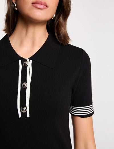 Short dress with polo collar black women