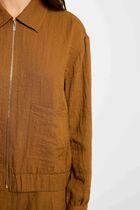 Pleated oversized jacket camel women