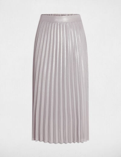 Maxi pleated skirt silver color women