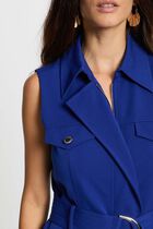 Belted waisted mini dress petroleum blue women
