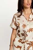 Satin short-sleeve shirt multicolor women