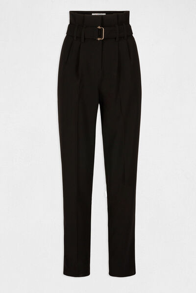 Paperbag belted trousers black ladies'