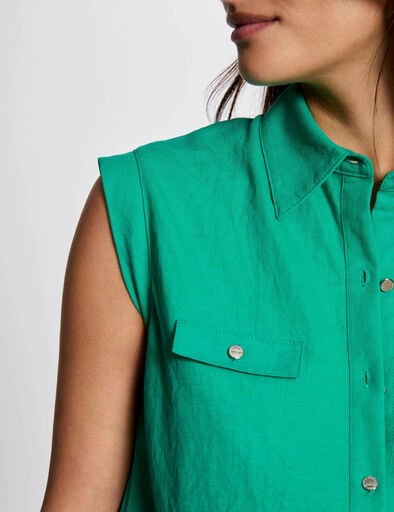 Blouse sans manches vert émeraude femme