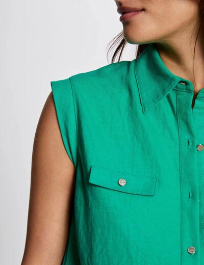 Sleeveless blouse emerald green women