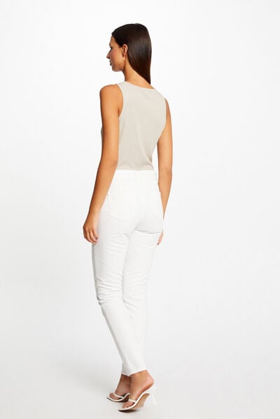 Fitted jeans with metal ornaments ecru ladies'