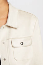 Buttoned suede jacket ecru women