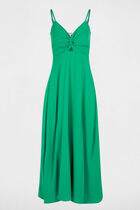 Straight maxi dress with slit meadow green women