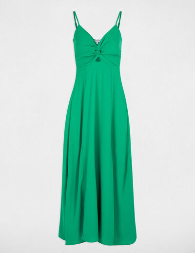 Straight maxi dress with slit meadow green women