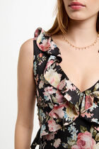 Robe longue droite imprimée multicolore femme