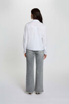 High-waisted wide-leg jeans denim snow grey women