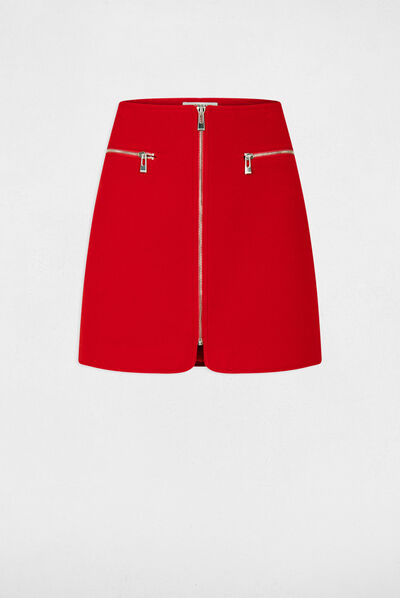 Straight zipped skirt red ladies'