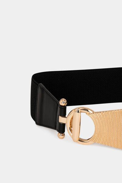 Elasticised belt with toggle fastening black ladies'