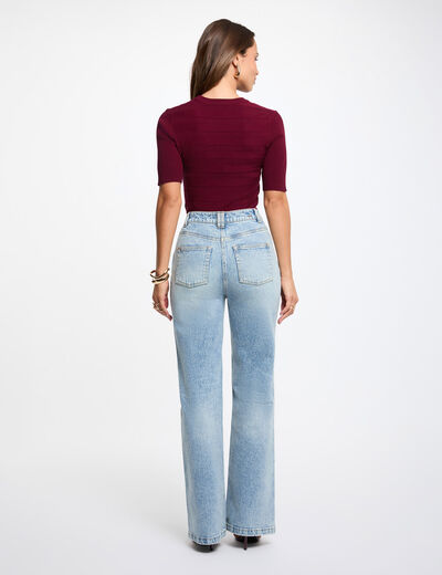 Jumper with short sleeves bordeaux women