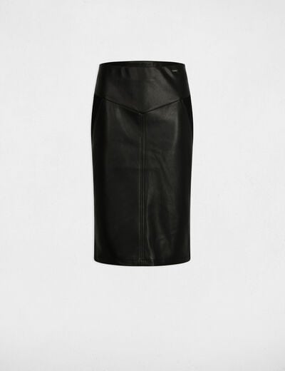 Fitted faux leather skirt black women