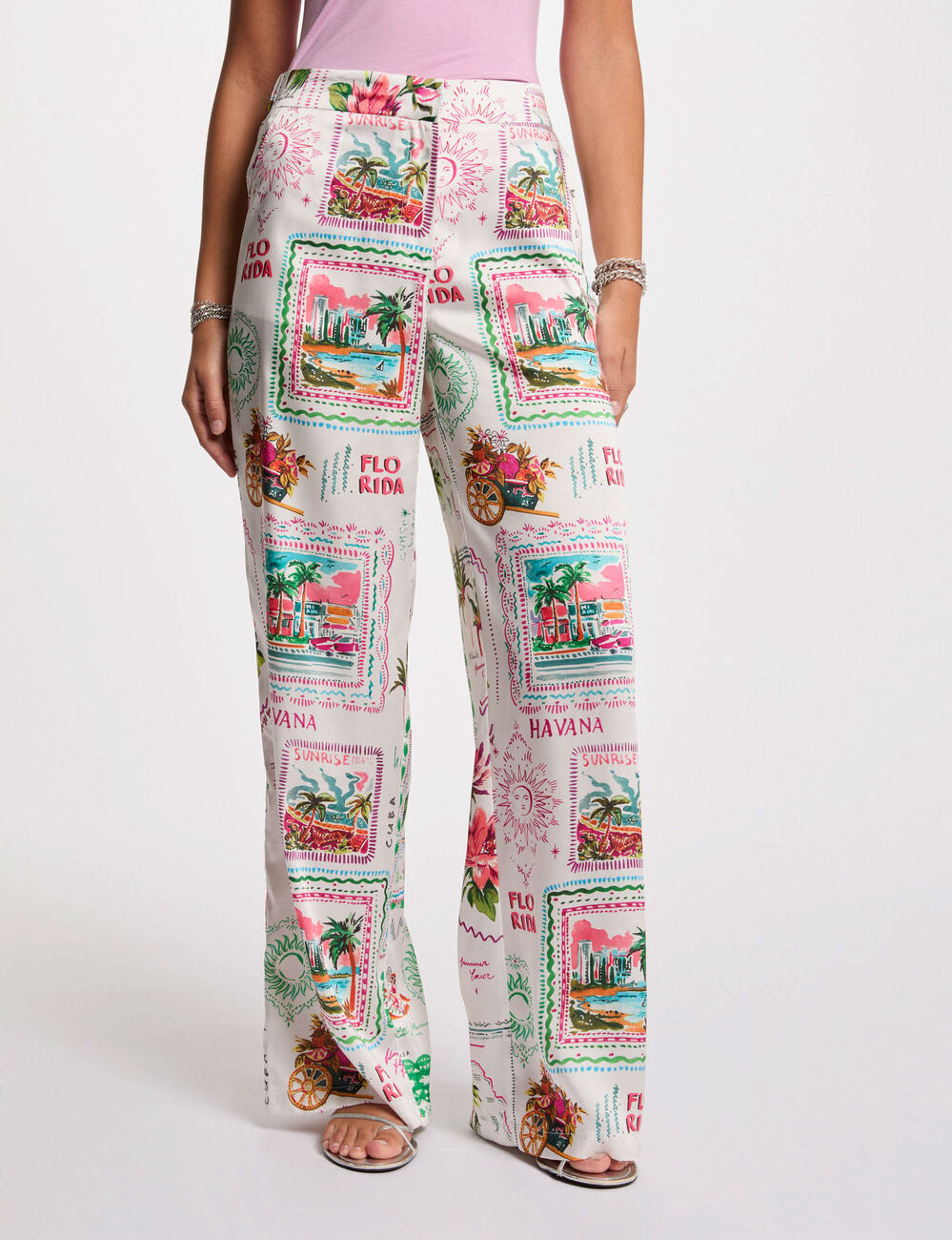 Printed wide-leg trousers multicolor women