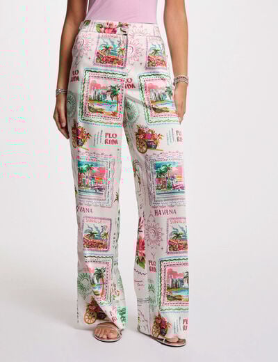 Printed wide-leg trousers multicolor women