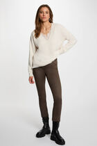 Slim trousers wet effect taupe women