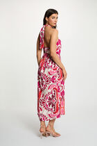 Fitted high neck dress multicolor women