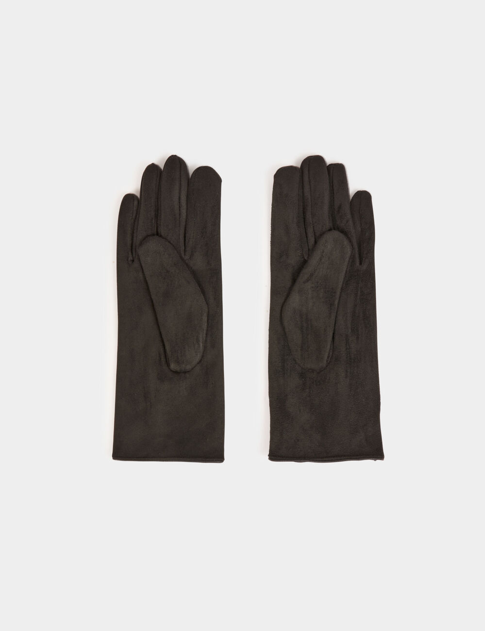 Suede gloves with buttons black women