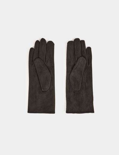 Suede gloves with buttons black women