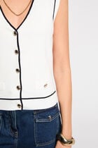 Sleeveless V-neck sweater white women