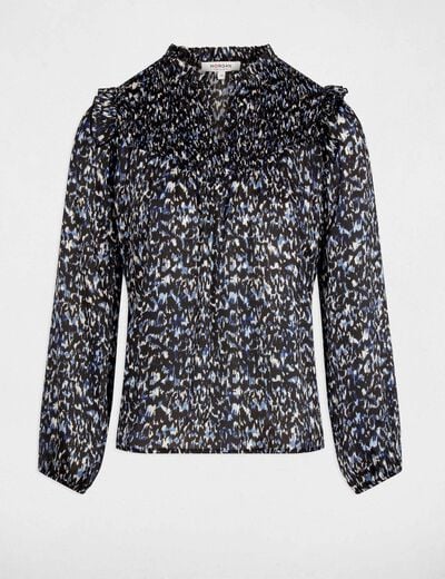 Pleated blouse with V-neck multicolor women