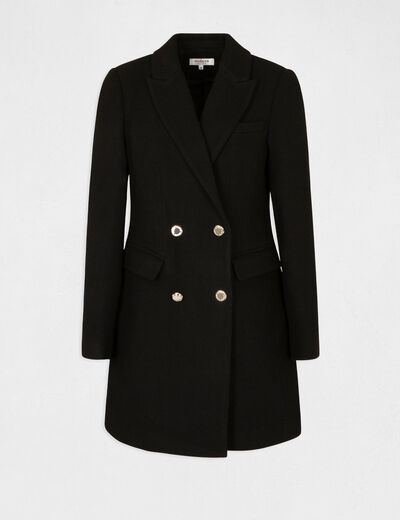 Straight buttoned coat black ladies'