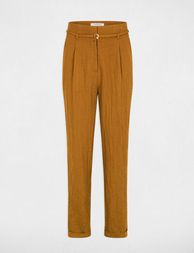 High-waisted carrot trousers camel women