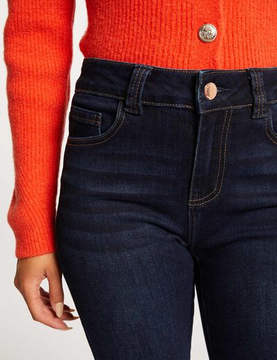 High-waisted slim jeans raw denim women