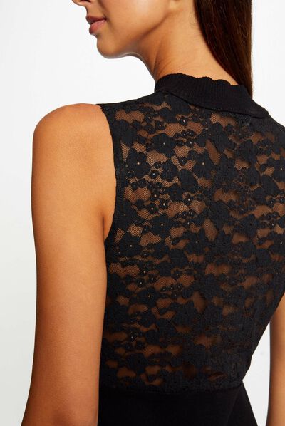 Waisted jumper dress with laced back black ladies'