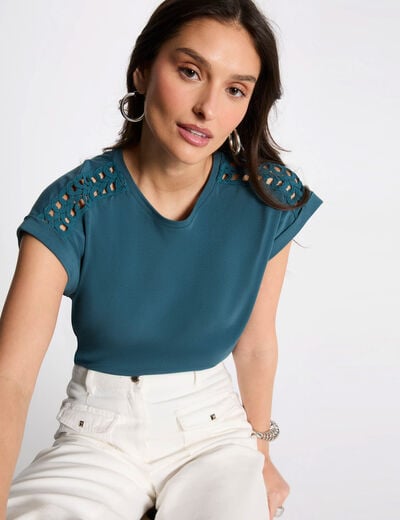 Short-sleeved t-shirt petroleum blue women