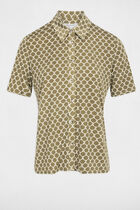 Printed shirt with notched collar khaki green women
