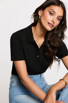 Light knit with a turn-down collar black women