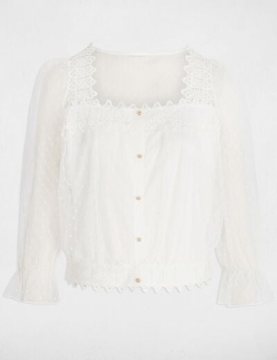 3/4-length sleeved t-shirt white women