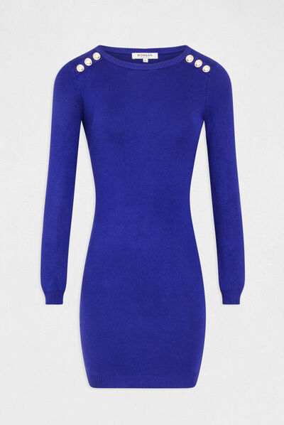 Fitted jumper dress with long sleeves mid blue ladies'