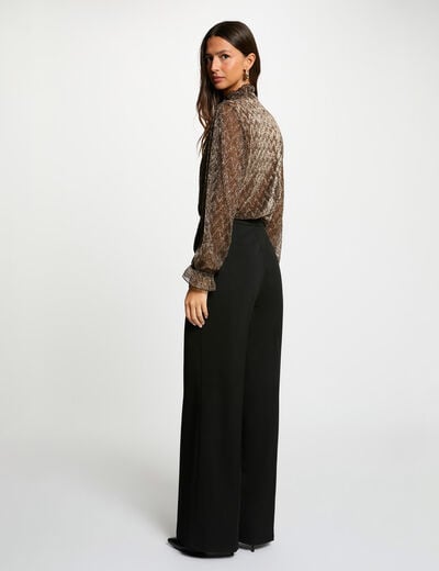 T-shirt with pussy-bow neckline gold yellow women