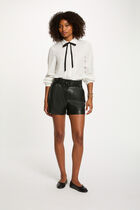 Faux leather fitted shorts black women