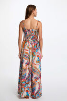 Robe longue droite imprimée multicolore femme