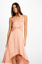 Asymmetrical midi A-line dress medium pink women