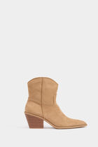 Bottines western à talons beige femme