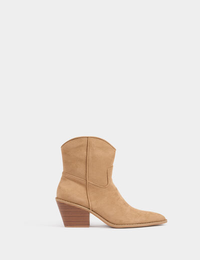 Western style boots beige women