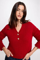 V-neck sweater red women