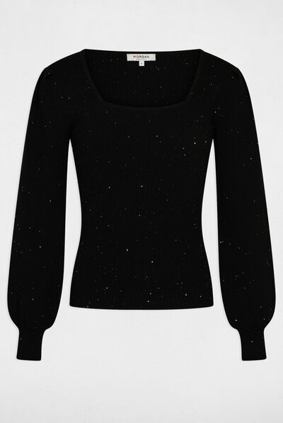Long-sleeved jumper with sequins black ladies'