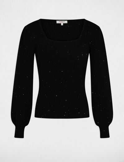 Long-sleeved jumper with sequins black ladies'