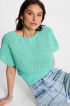 Short-sleeved jumper emerald green women